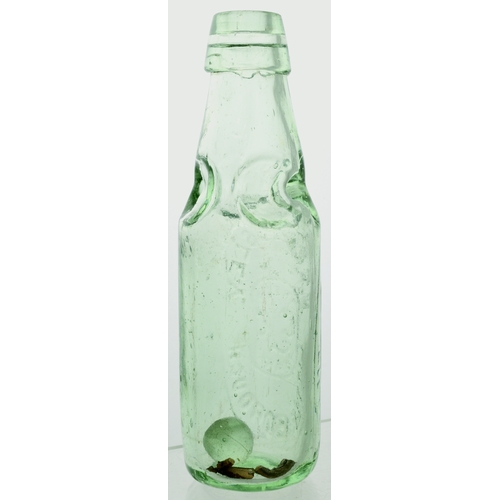 552 - LITTLEBOROUGH CODDS PREMIER PATENT CODD BOTTLE. 7.25ins tall. Aqua glass, 6oz Premier Patent codd, 4... 