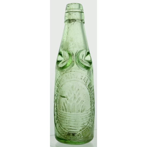 554 - WALKERN CODDS PREMIER PATENT CODD BOTTLE. 9ins tall. Aqua glass, 10oz Premier Patent codd, 4 neck re... 