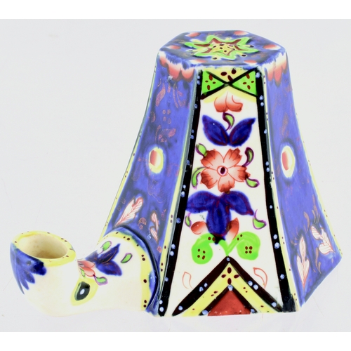 557 - GAUDY WELSH PORCELAIN TEAKETTLE INK. 2.75ins tall. Multicoloured teakettle ink with floral & leaf de... 