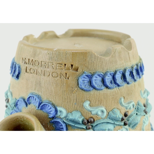 558 - DOULTON SILICON WARE TEAKETTLE INK. 2.5ins tall. Matt brown glaze with raised decoration around in s... 