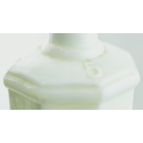 566 - MILK GLASS PONTILLED INK. 2.25ins tall. Milk glass, eight sided, applied lip (very small edge chip),... 