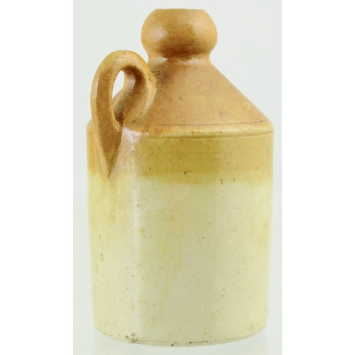 608 - DOULTON LAMBETH FLAGON. 2.75ins tall. T.t, rear handle, front black transfer DOULTON/ LAMBETH/ BOTTL... 