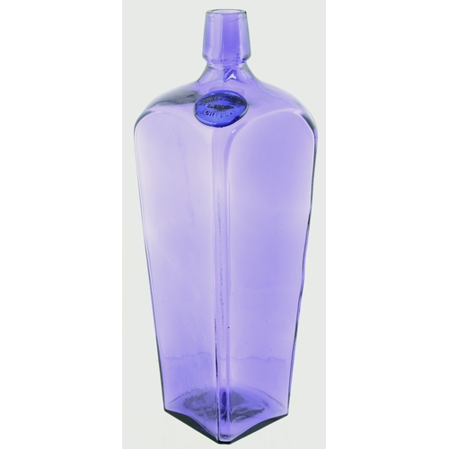 706 - DUTCH CASE SEALED GIN BOTTLE. 11ins tall. Absolutely delightful purple (sun coloured) colour glass, ... 