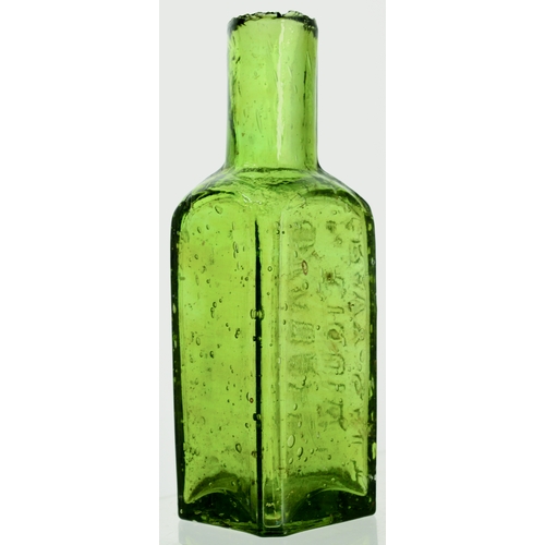 15 - BURDALL’S GRAVY SALT BOTTLE. 5ins tall, rectangular shape, long neck, very crude. A very unusual and... 