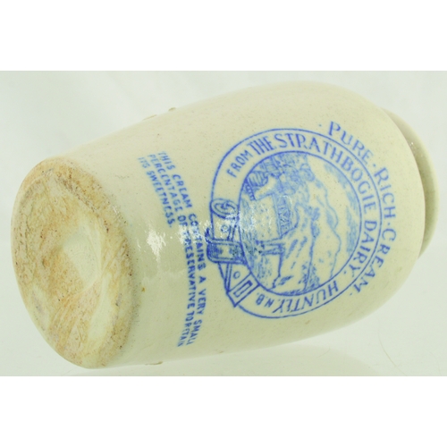 43 - HUNTLY CREAM POT. 4.75ins, blue transfer PURE. RICH. CREAM/ FROM THE STRATHBOGIE DAIRY. HUNTLY withi... 