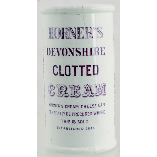 6 - HORNER’S CYLINDER. 5ins tall. Sharp crisp, purple transfer HORNER’S/ DEVONSHIRE/ CLOTTED/ CREAM, wit... 