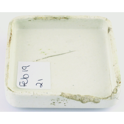 62 - SAUNDERS WHITE CHERRY TOOTH PASTE POT LID. 2.5ins square. Black transfer, several lines of writing b... 