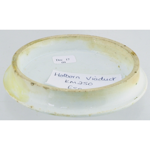 90 - HOLBURN VIADUCT POT LID. (KM 250) 4ins diam. Multicoloured pot lid. Strong colours, good print, unde... 