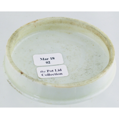 102 - FUKUHARA/ SANITARY TOOTH PASTE POT LID. 2.5ins diam. Most unusual green transferred lid with Japanes... 