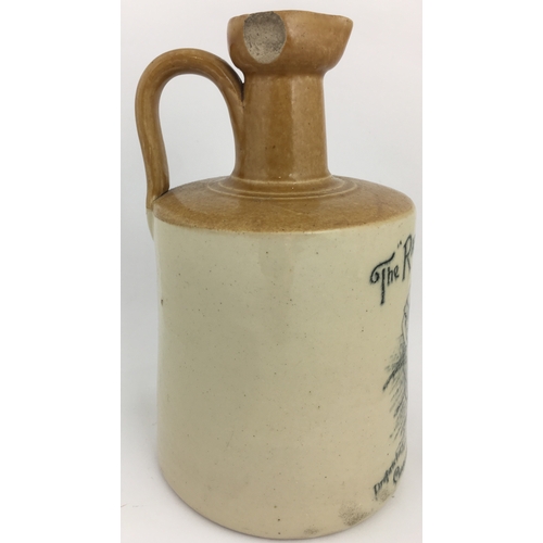 126 - THE RABBIE BURNS WHISKY FLAGON. 7.6ins tall. Straight sided (sloping inwards) flagon shape, t.t., re... 