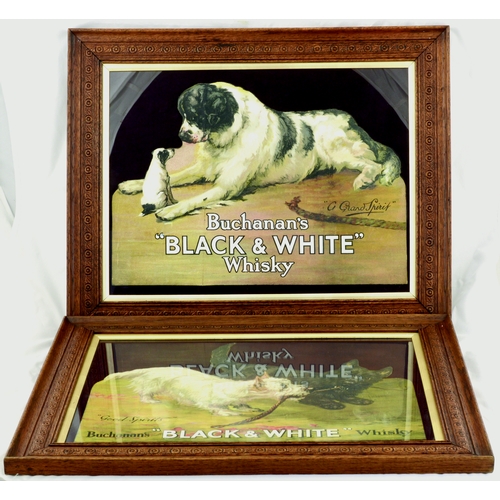 27 - BLACK & WHITE WHISKY FRAMED PRINTS. 20.5 by 16.5ins. Cut out pair of framed prints - Good Spirits & ... 