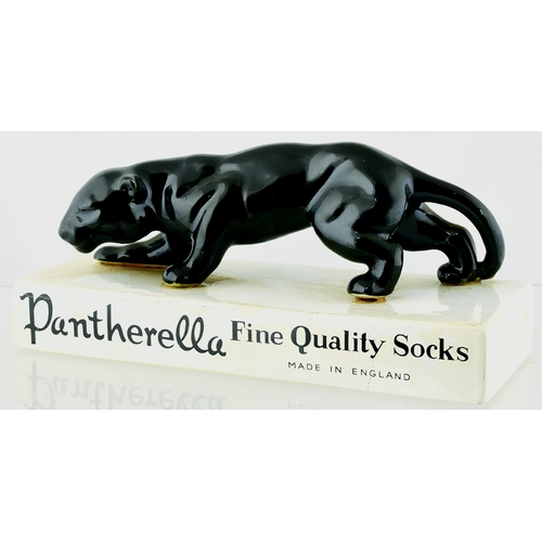 8 - PANTHERELLA FINE QUALITY SOCKS ADVERTSING FIGURE. 4ins tall. Ceramic figure of a black panther stood... 