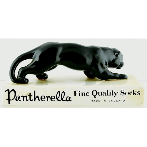 8 - PANTHERELLA FINE QUALITY SOCKS ADVERTSING FIGURE. 4ins tall. Ceramic figure of a black panther stood... 