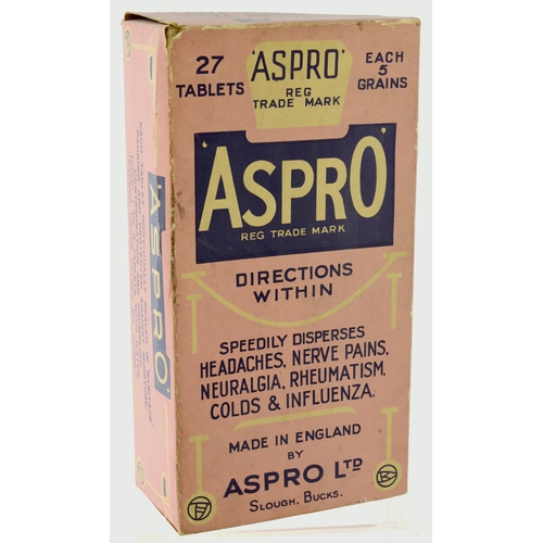 60 - ASPRO SHOP DISPLAY CARTON. 13 by 7ins. Card construction advertising box for ASPRO pain killer produ... 