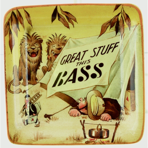 63 - BASS CHANGE TRAYS. 4ins square. Multicoloured change trays with various Inn & comical scenes for Bas... 