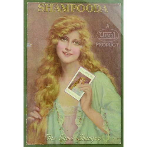 89 - SHAMPOODA FRAMED SHOWARD. 21 by 16ins in frame. Multicoloured image of young lady with long golden h... 