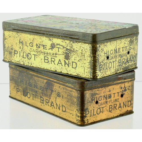 111 - HIGNETT’S PILOT FLAKE TOBACCO TINS DUO. Pair of rectangular shape tins for HIGNETT’S/ PILOT FLAKE wi... 