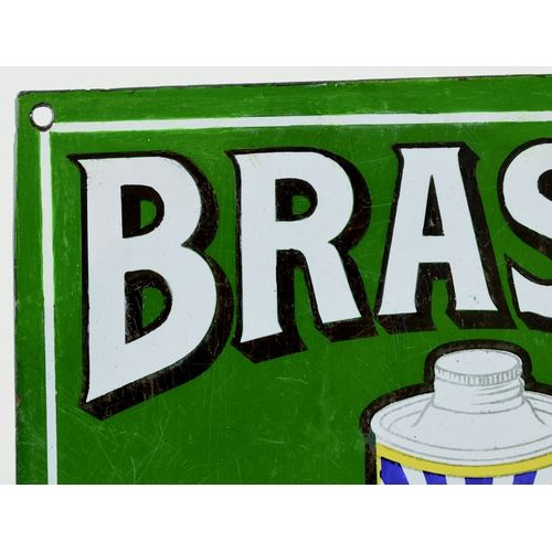 118 - BRASSO POLISH ENAMEL SIGN. 12 by 10ins.
Rectangular shape enamel advertising BRASSO/ METAL/
POLISH w... 