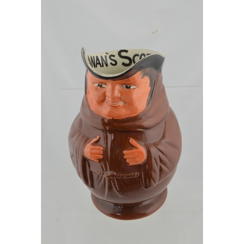 133 - BUCHANAN’S SCOTCH WHISKY WATER JUG. 7.75ins tall. Ceramic jug formed as a jolly monk BUCHANAN’S SCOT... 