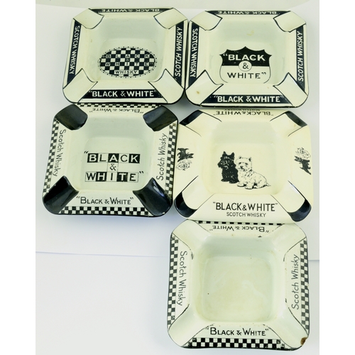 134 - BLACK & WHITE ASHTRAYS GROUP. Five variations of ashtray smoe with the familiar Scottie dog figures ... 