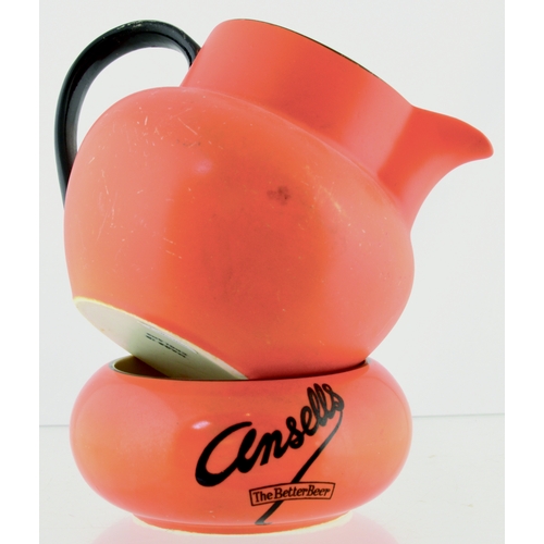 143 - ANSELLS DUO. Tallest 3.75ins. Inc. small jug, orange matt glaze, black handle & shiny orange glaze a... 