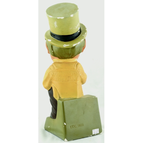 155 - WILLS & SONS FINE SHAG SHOP DISPLAY FIGURE. 14ins tall. Plaster construction of top hatted gent smok... 