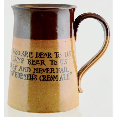 180 - BURNELL’S CREAM ALE JUG. 4ins tall. T.t., handled jug, verse across front for BURNELL’S CREAM ALE. D... 