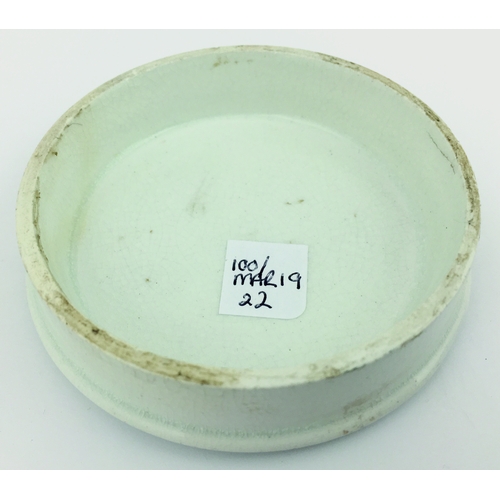 4 - POLAR BEARS POT LID. (KM 18) 3ins diam. Probably the earliest coloured lid produced this being the g... 