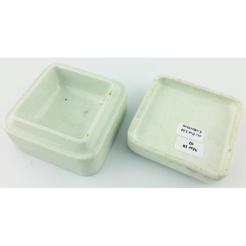 30 - THYMO EUCALYPTUS TOOTH PASTE POT LID & BASE. (APL, p145, 62) 2.5ins square shape pot lid & base. Cri... 