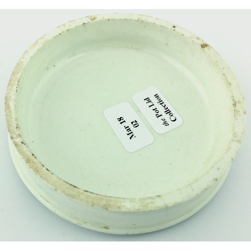 37 - ROCHDALE COLD CREAM POT LID. (APL,
p166, 38a) 3ins diam. Black transfer with intact outer gold band ... 