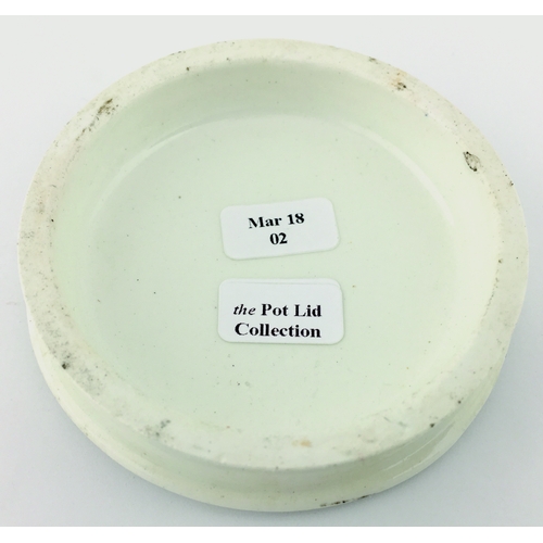 38 - ROCHDALE OINTMENT POT LID.
(APL, p167, 44) 3ins diam. Red/ pink transfer
for E. BAMFORD TAYLOR/ ROCH... 