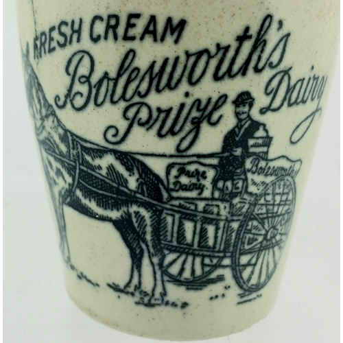 42 - BOLESWORTHS CREAM POT. 4ins
tall. Green top, strong black transfer FRESH
CREAM/ BOLESWORTH’S/ PRIZE ... 