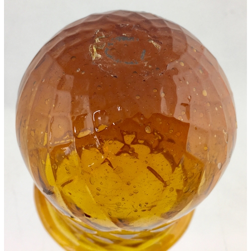 55 - PONTILLED NIGHT LIGHT. 4ins tall. Delightful mid amber coloured glass with quilted diamond
pattern, ... 