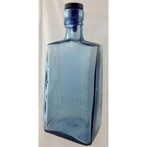 80 - PRICES PATENT CANDLE CO BOTTLE. 7.5ins tall, to top of stopper. Ice blue glass. Classic wedge shape ... 