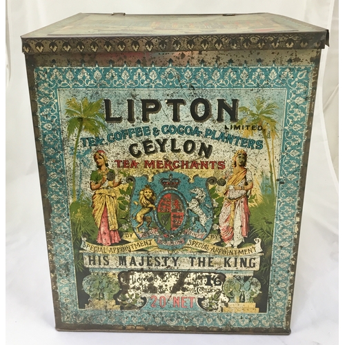 95 - LIPTONS SHOP COUNTER
DISPLAY TIN. 13.5 by 11ins
square, elaborate images all round
for LIPTON/ LIMIT... 