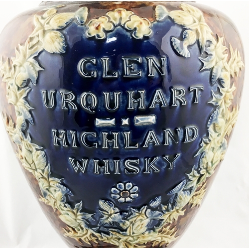 150 - GLEN URQUHART DOULTON ARTWARE WHISKY DECANTER. (WG p 246) 20.5ins tall. Artware decanter with elabor... 