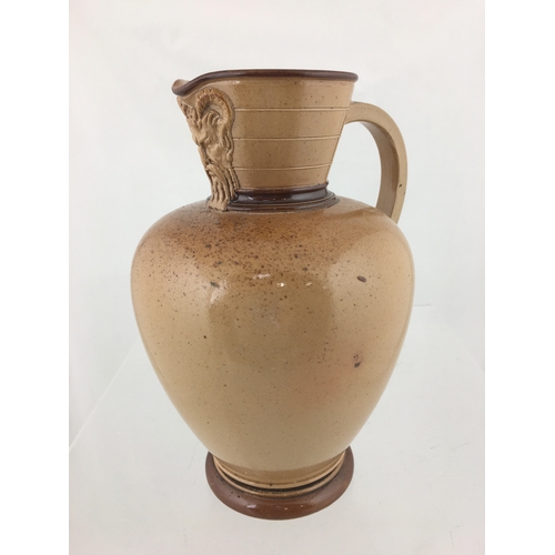 164 - BIRMINGHAM DOULTON ADVERTISING JUG.
7ins tall. All tan salt glaze jug, S. MASON’S
BAR FITTINGS impre... 