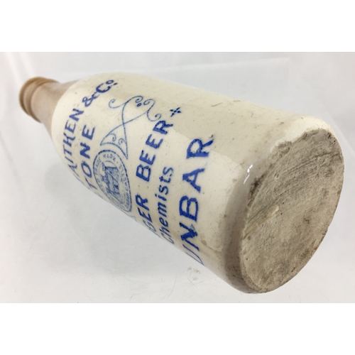 173 - DUNBAR GINGER BEER BOTTLE. 7.25ins tall. T.t, ch, c.c, blue transfer - as previous lot. Buchan p.m. ... 