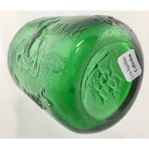 185 - STAINES SELTZER
BOTTLE. 5ins tall. Mid green
glass, squat shape, blob lip,
embossed vertically TAYLO... 