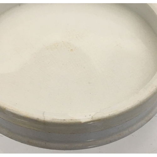 40 - CHESHIRE KRANOL HAIR FOOD POT
LID & BASE. (APL, p692, 2) 4ins diam. Strong
black transfer for THE GR... 