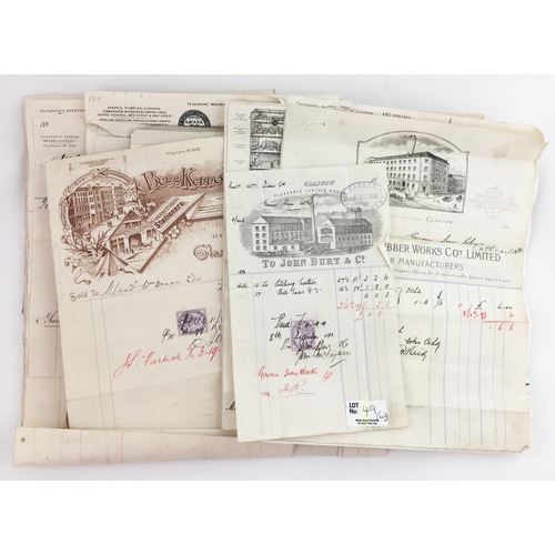 49 - SCOTTISH EPHEMERA. Collection of receipts/ invoices c1895-1905 inc pictorial examples for iron & ste... 