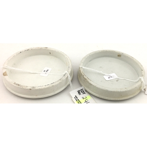 246 - BLACK & WHITE POT LID DUO. Largest 3.5ins, SAPONACEOUS TOOTH POWDER/ DR. BOWDITCH/ F. S. CLEAVER/ LO... 