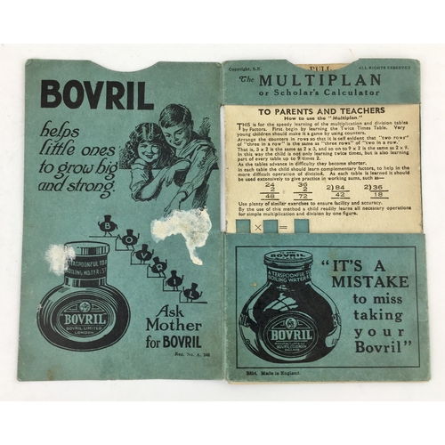 396 - BOVRIL MULTIPLAN PAPER CALCULATOR. 5.5ins tall, for parents & teachers, to inc. measures & errors in... 