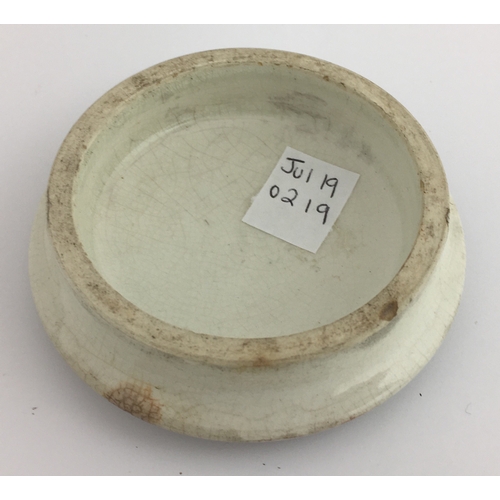 503 - DE LEON’S CHERRY TOOTH PASTE POT LID. (APL pg 517, 82) 3.25ins diam. Pale greeny grey transfer DE LE... 