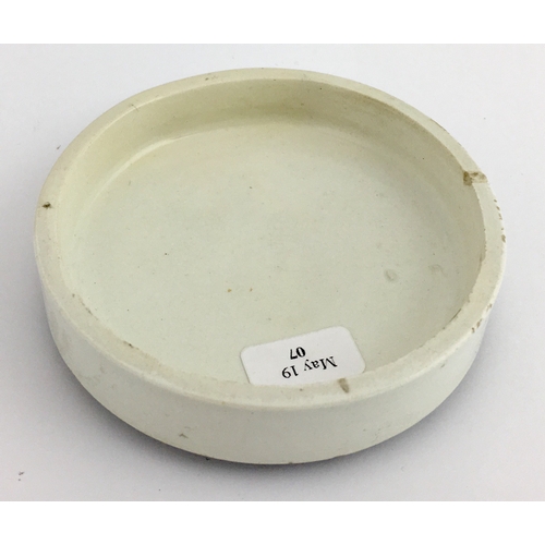 506 - GUILDFORD ARECA NUT CHERRY TOOTH PASTE POT LID. (APL pg 17a) 3ins diam. Black transfer ARECA NUT CHE... 