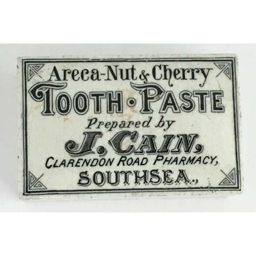 513 - SOUTHSEA ARECA NUT & CHERRY TOOTH PASTE POT LID & BASE. (APL pg 180, 70) 3.25 x 2ins. rectangular sh... 