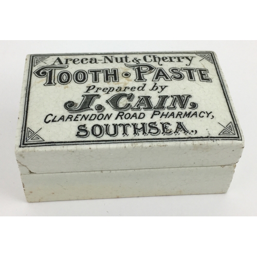 513 - SOUTHSEA ARECA NUT & CHERRY TOOTH PASTE POT LID & BASE. (APL pg 180, 70) 3.25 x 2ins. rectangular sh... 