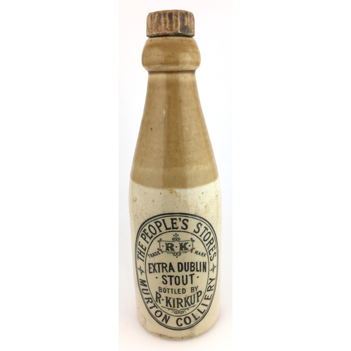 531 - MURTON COLLIERY STOUT BOTTLE. 8.5ins tall to top of screw stopper. T.t, ch, black transfer THE PEOPL... 