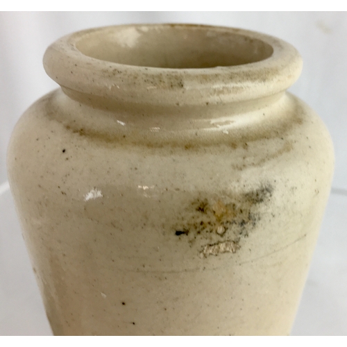 555 - BRADFORD CREAM POT. 4ins tall. Off white glaze, black transfer SCOTT’S/ SPECIAL CREAM (within ornate... 