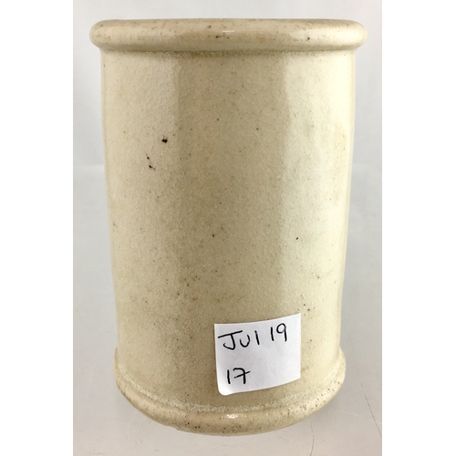 560 - MALVERN DAIRY CREAM POT. 3.5ins tall. Cylindrical shape, off white glaze, black transfer F. NEED/ TH... 